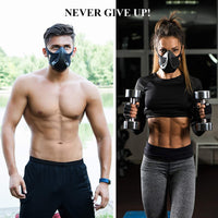 Thumbnail for A male and female model standing next to each other wearing Premium Cardio Workout Sports Masks with the words Never Give Up! at the top