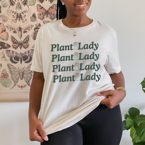 Female mode wearing the Plant Lady Tee