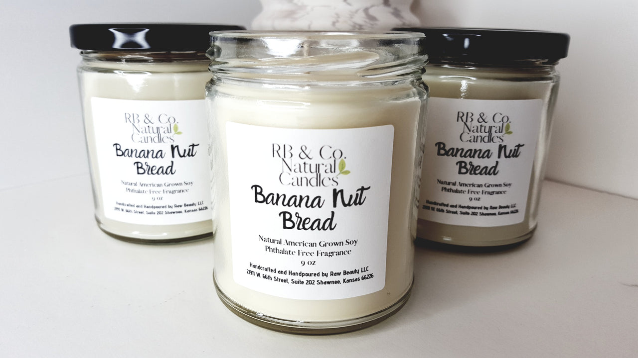 A set of 3 Banana Nut Bread Soy Hand-Poured Candle shown