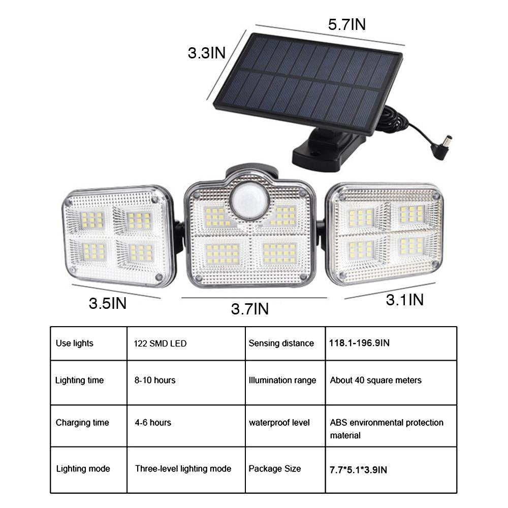 122 LED Solar Sensor Outdoor SpotLight-3 Modes