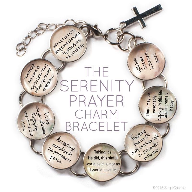 Serenity Prayer Glass Charm Bracelet