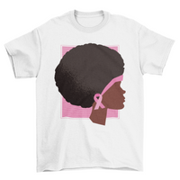 Thumbnail for A pink white Afro Breast Cancer Awareness T-shirt sitting on a white table