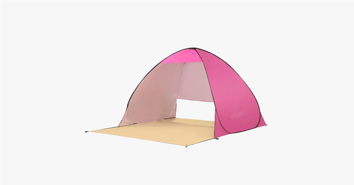 An Automatic Easy Outdoor Tent Success shown in pink