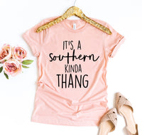 Thumbnail for A peach It's A Southern Kinda Thang T-shirt shown with roses next to it and a peach pair of heels