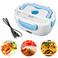 Thumbnail for Shows the charger and the Portable Electric Heated Lunch Box Food Warmer and all the foods it can warm up