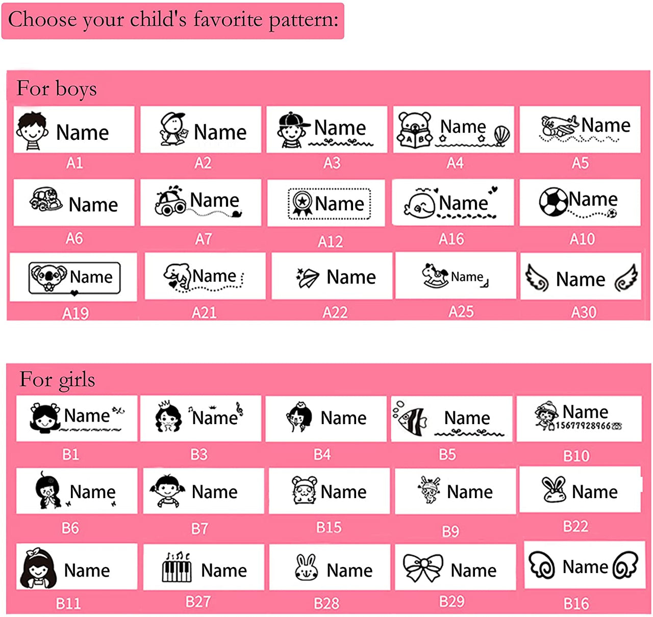 Cute Cartoon Children's Custom Name Stamper