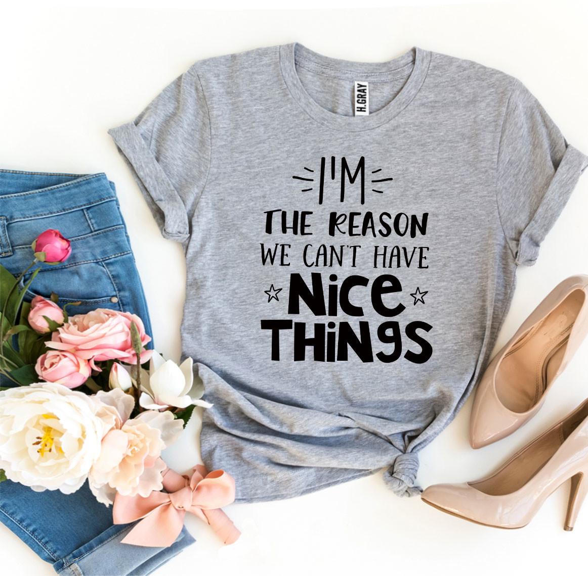 A gray I’m The Reason We Can’t Have Nice Things T-shirt