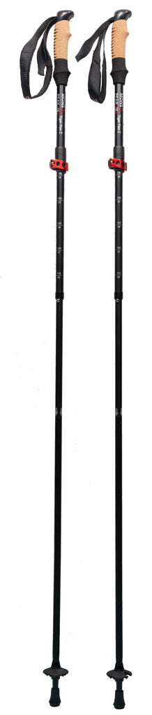 Both of the Mons Peak IX Tiger Paw Z Trekking Poles (Z-135) shown fully extended