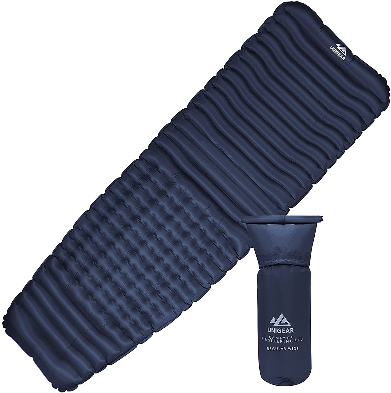 A navy blue Camfy P3 Air Nylon/Oxford Sleeping Pad shown