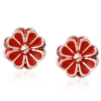 Thumbnail for A set of Daisy Red Stud Earrings with 14K Gold Pin shown in red and gold