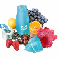 Thumbnail for A blue infuser bottle surrounded by various fruits strawberrys blueberries lemon and cherries