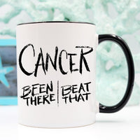 Thumbnail for Cancer Survivor Been There Gift Mug with teal flowers behind it