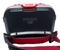 Thumbnail for The back of the Mons Peak IX Minion 168 LED Headlamp shown with the words minion 168 engraved on the back